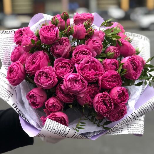 Bouquet of bush peony roses