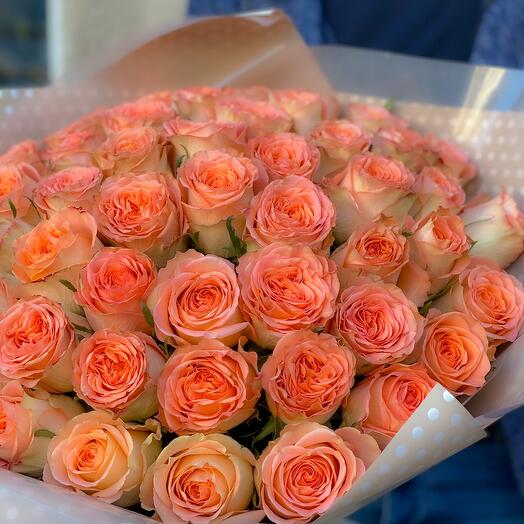 Peach peony-shaped roses