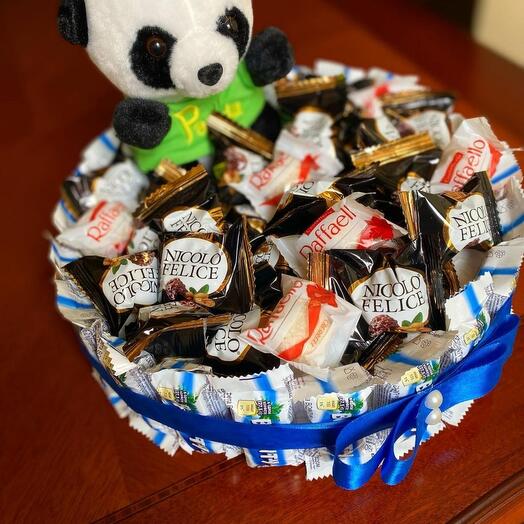 Panda with chocolates