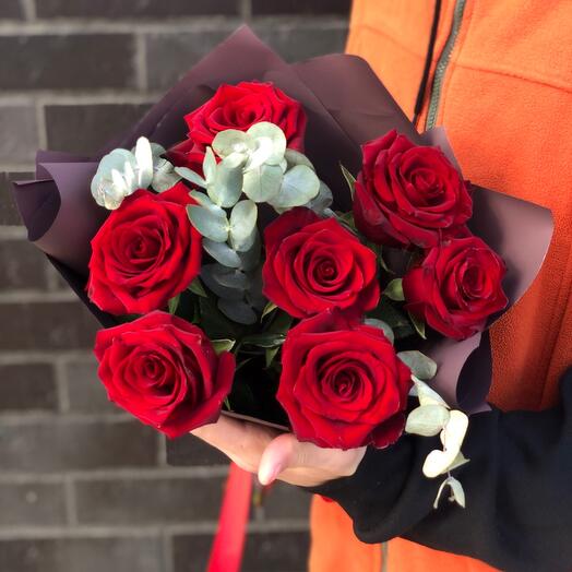 Bouquet of roses and eucalyptus ️🔥