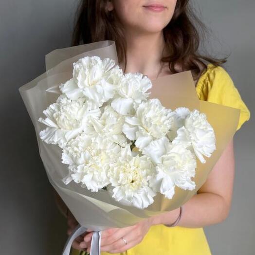 Monobucket of white carnations