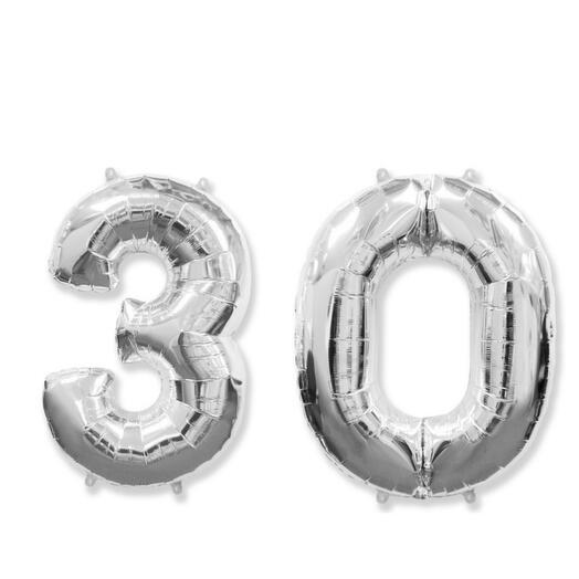 Гелиевые шары "30", цвет серебро