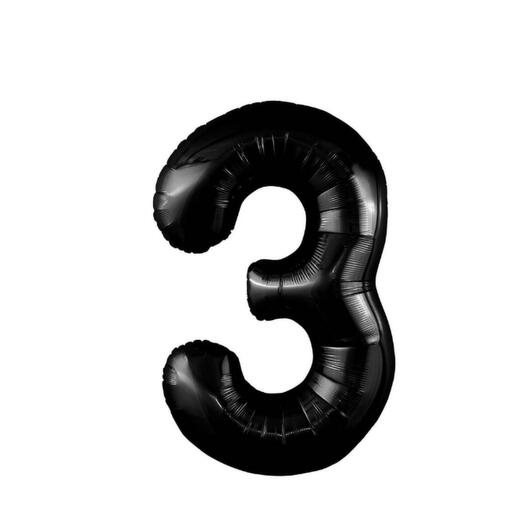 Шар-цифра "3" гелиевый, цвет чёрный