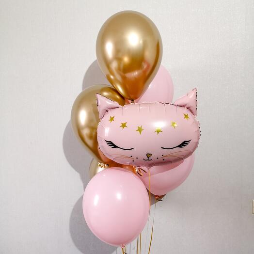 Набор из 7 шаров розовая кошка
