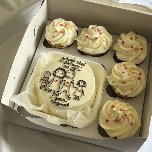 Бенто с 5 капкейками со сложным декором