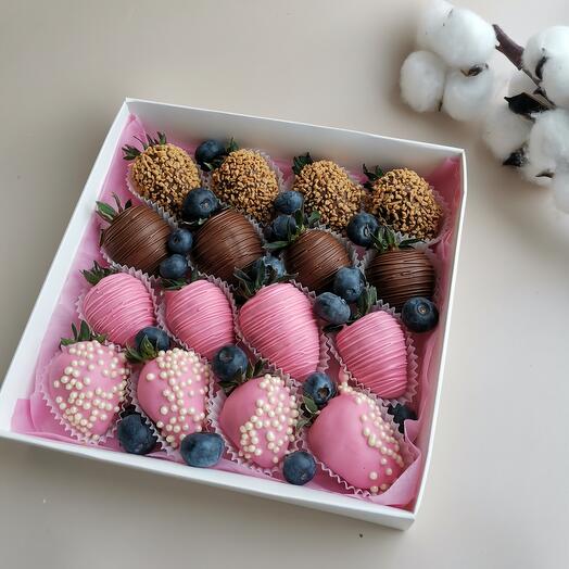 Fresa en chocolate / juego de fresas 16 piezas