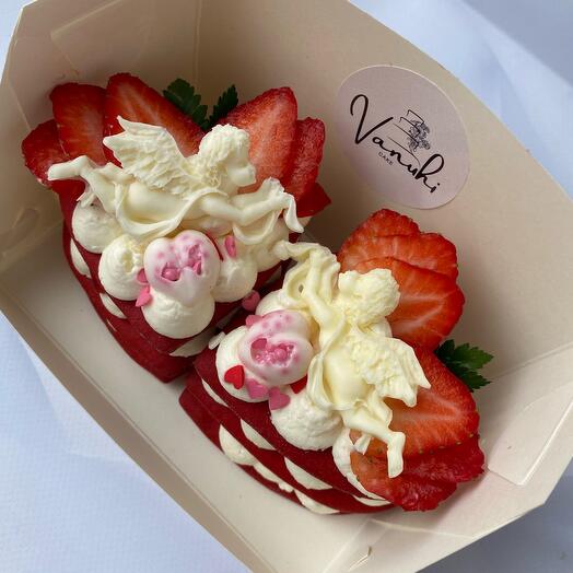 Сердечки с ангелочками, торт на 14 февраля/ подарок любимому / любимой / 14 февраля