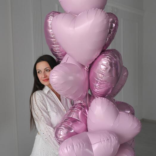 Сет из 15 розовых сердец