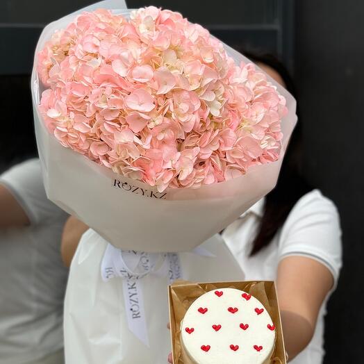 Комбо из 5 гортензий и Бенто тортика