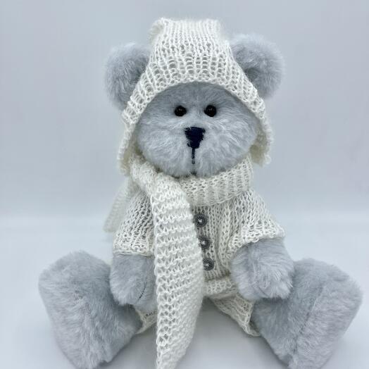 A white bear WITH TOYS. Handmade toy