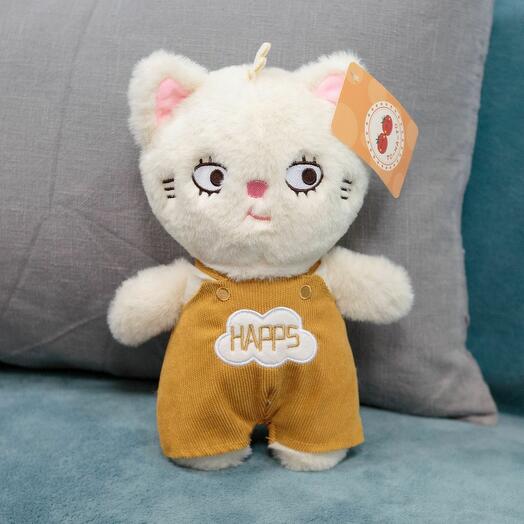 Мягкая игрушка Кот Happy для девочек и мальчиков / Плюшевый котенок для малыша KiDWoW хаки 35см