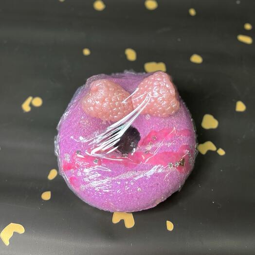 Bath Bomb Pink Donut with raspberries