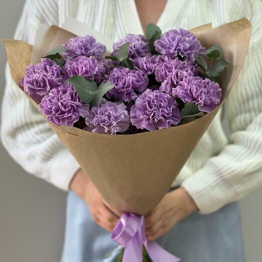 Monobouquet of Purple Carnations