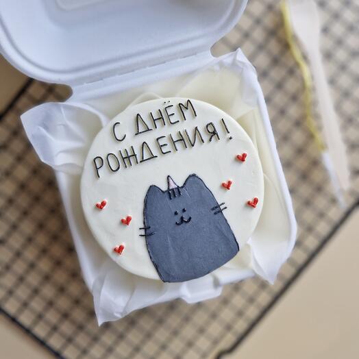 Pastel de Bento "Feliz cumpleaños con el gato"