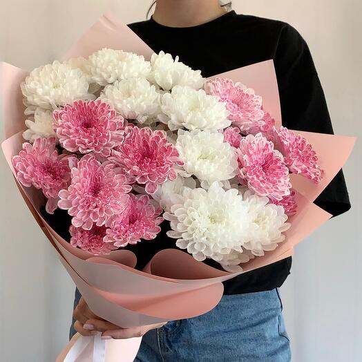 Белая и розовая хризантема 🌸