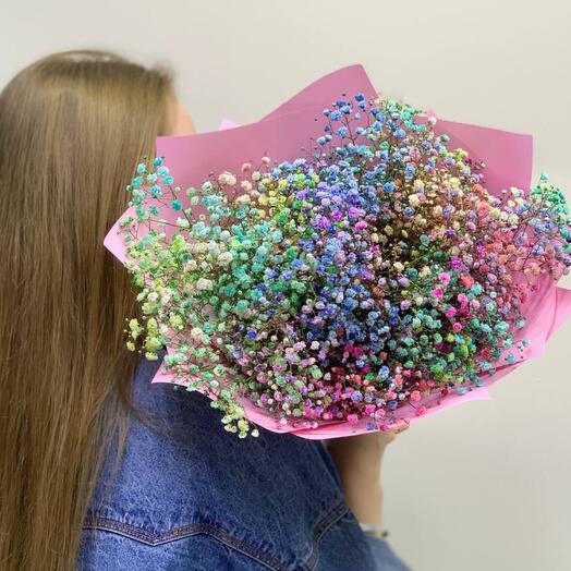 🌈💕Букет «Радужное настроение из гипсофилы»