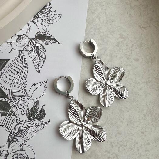 Серьги из стали «Цветы»