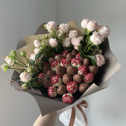 Букет S + 3 куст розы