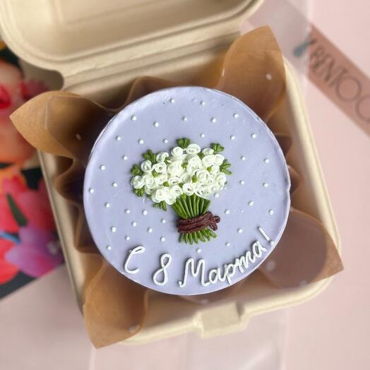 Pastel de Bento el 8 de marzo con un ramo de novia, novia ,esposa " ¡Desde el 8 de Marzo!»
