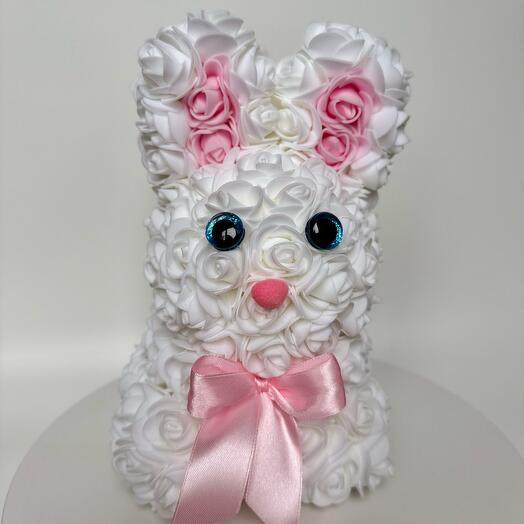 🐰 Зайчик из роз "Rose Bunny" из фоамирана белый ,необычный подарок