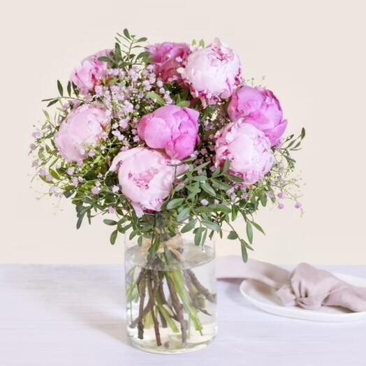 Pivoine roses feuilletes