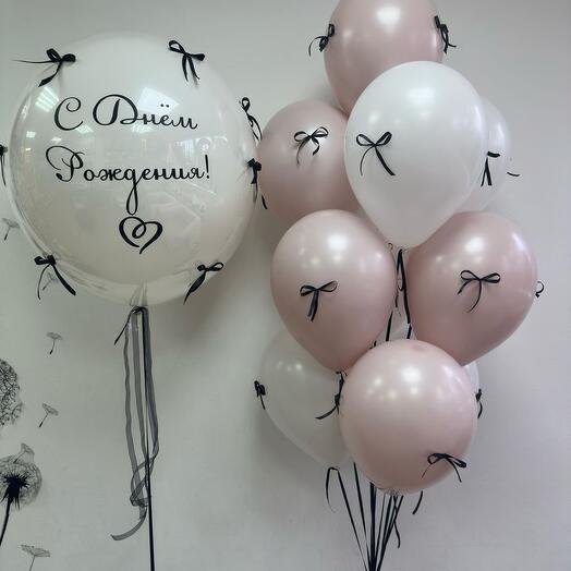 Набор шаров с бантиками и «стеклянным» шаром с надписью