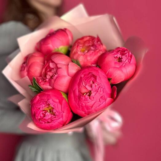 Коралловые пионы 7 штук