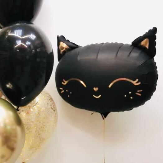 Un montón de globos con un gato