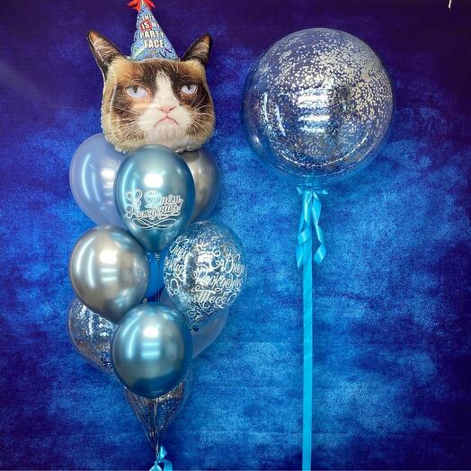 Набор воздушных шаров "Кот Party face"
