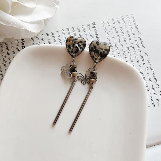 Серьги из нержавеющей стали и порфира