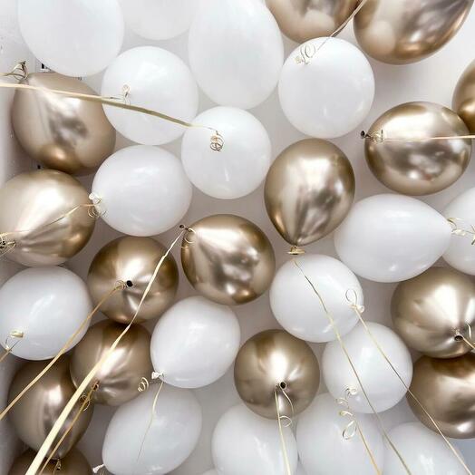 Шары под потолок (белые и золото)