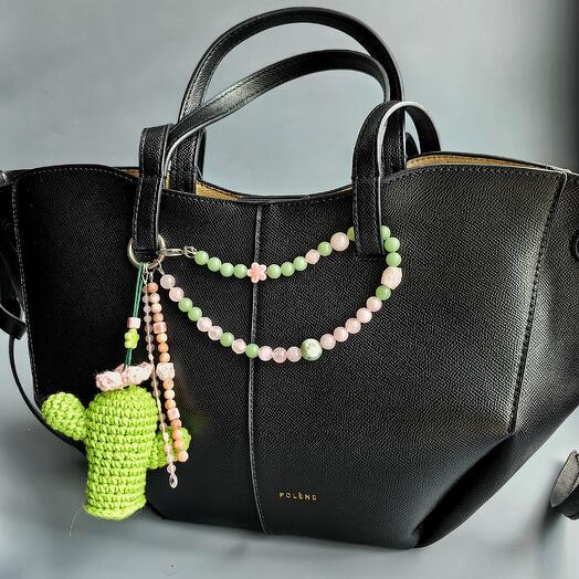 Подвес на сумку "Кактус" розовый