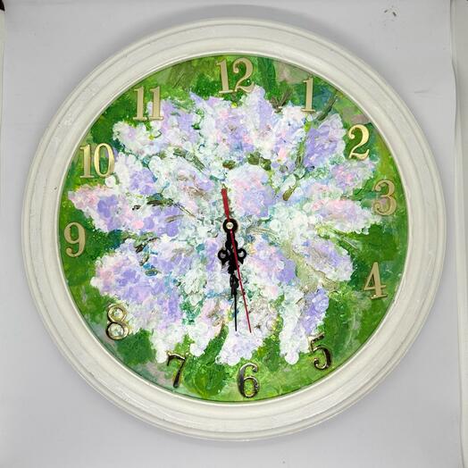 Часы настенные, картина «Сирень»