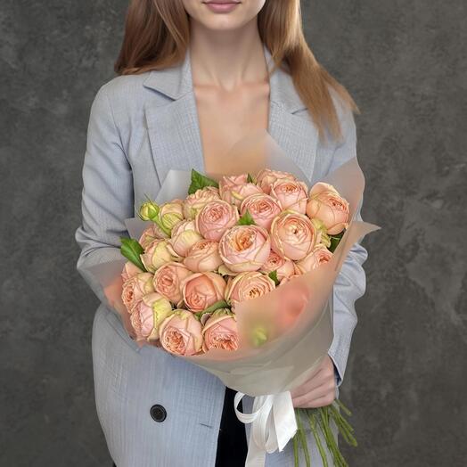 Букет кремовых пионовидных роз Sweet Catalina, 29 шт, 50 см. Forentika