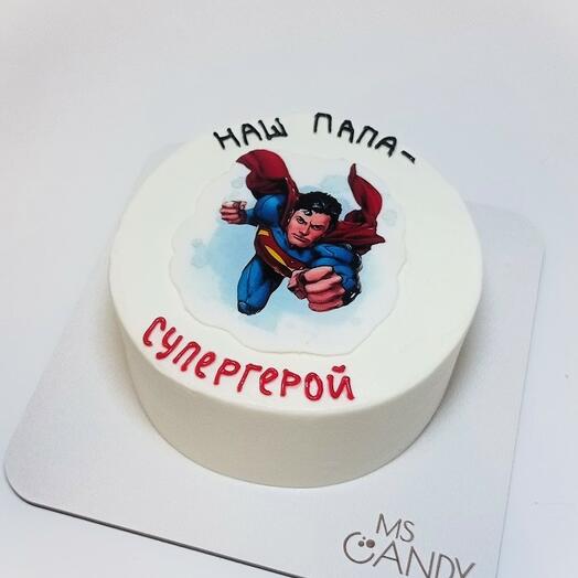 Бенто-торт "Папа - супергерой" 450 г., размер S, папе, на день рождения, день отца
