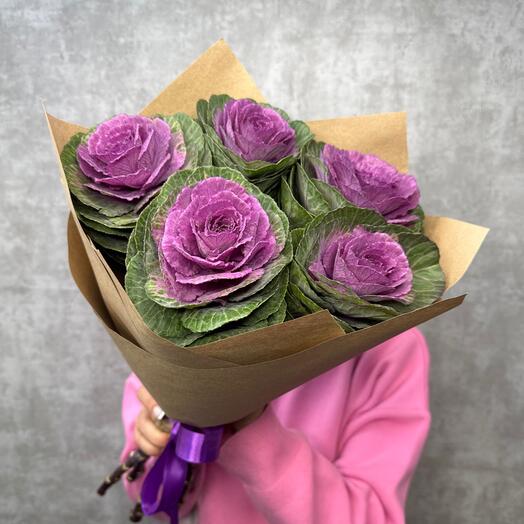 Букет 💐 Брассика капуста фиолетовая 💜💜💜 в крафте