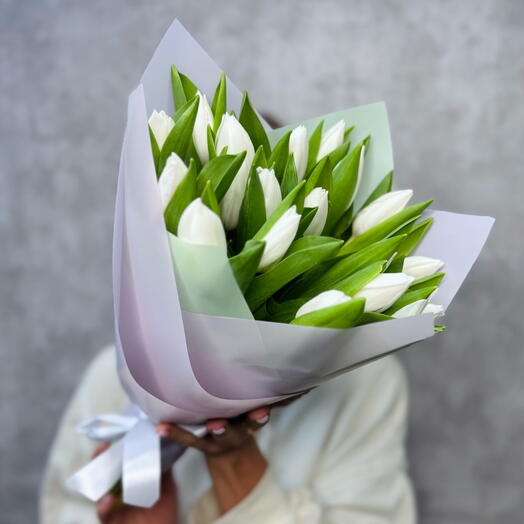 Тюльпаны 🌷 белые 🤍 19 шт для любимой ♥️🩷 цвет белый