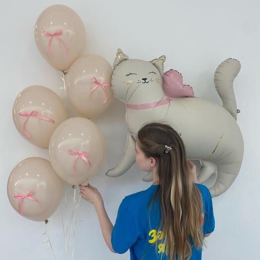Набор шаров "Котик в бантиках"
