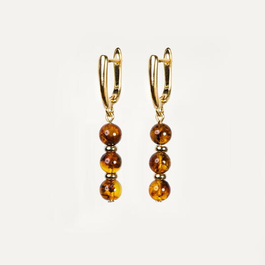 Серьги Самшит Янтарь желтый 14K (EAR1160)
