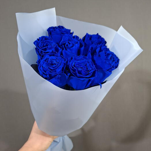 Монобукет из 7 синих роз💙
