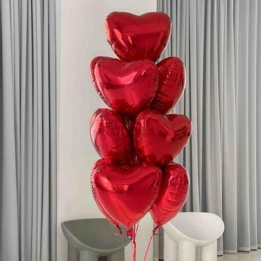 Сет из 10 сердец с гелием