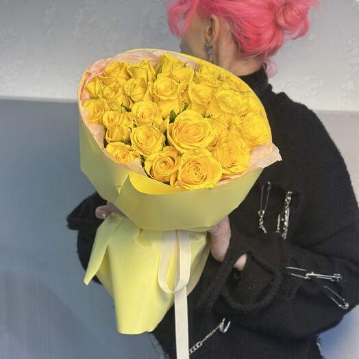 Букет из желтых Кенийских роз 25💛
