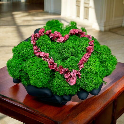 Кашпо со мхом сердце