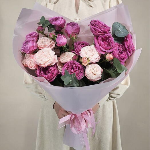 Кустовая роза яркий букете S les fleur (В0092)