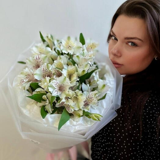 МОНОБУКЕТ "ЭДЕЛЬВЕЙС" / лилия / букет подруге / подарок маме / цветы альстромерия / букет на 8 марта / букет из альстромерий