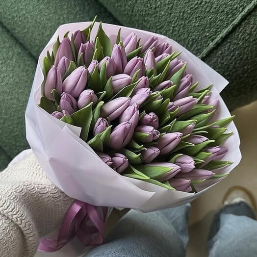 Bouquet of purple tulips