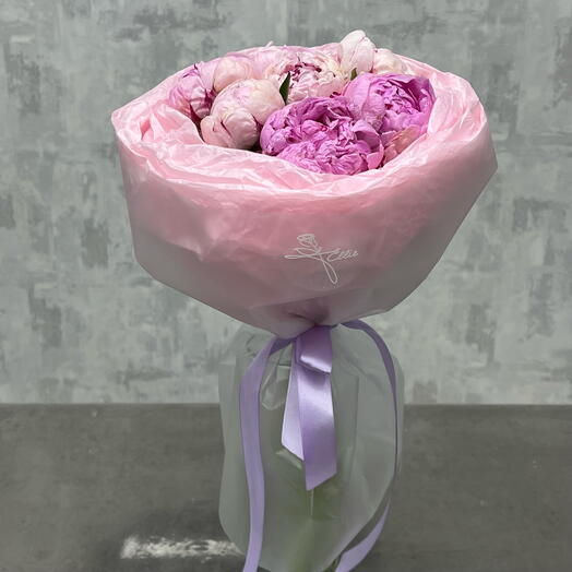 💗Букет 7 Розовых Пионов