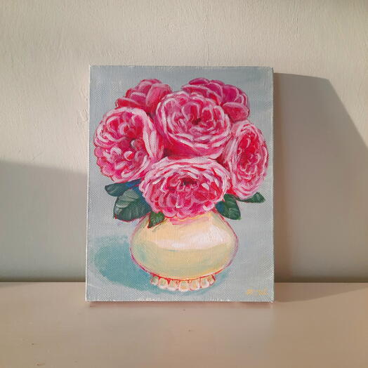 Картина "Розы в жёлтой вазе"