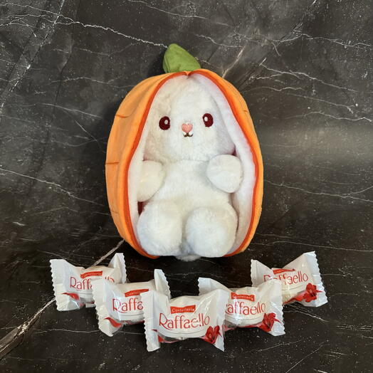 🥕🐰Зайчик морковка – подарочный набор, сладкий подарок, девушке, подруге, дочке, девочке, милый, раффаэлло, игрушка, конфеты