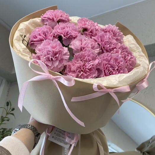 Букет🎀 из диантусов «Рожок мороженого»